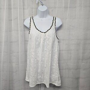 Decree White Striped Studded Tank Boho Festival L